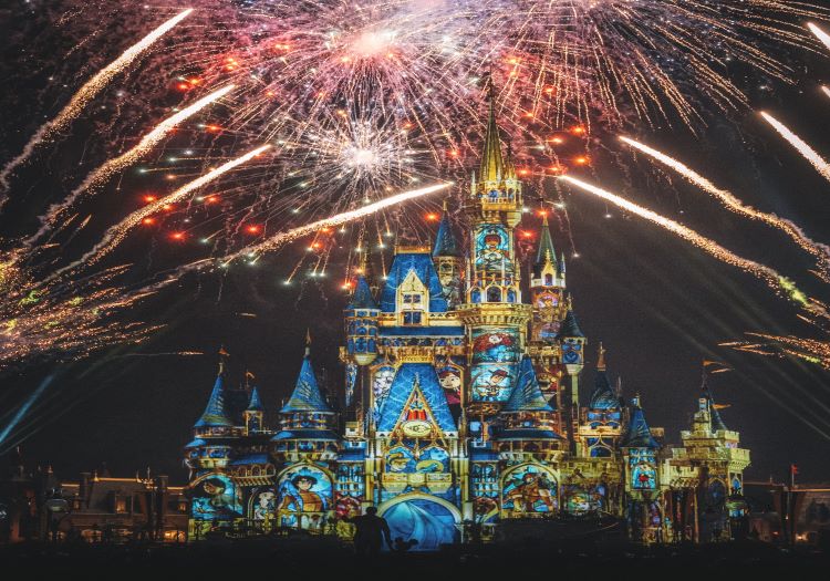 Fireworks over Disney World in Orlando, FL.