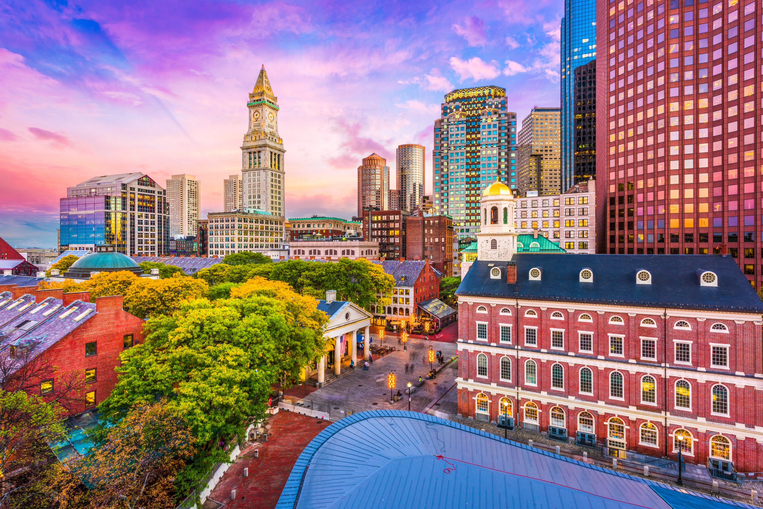 Boston hotels and historic skyline. Boston hotels and historic skyline.